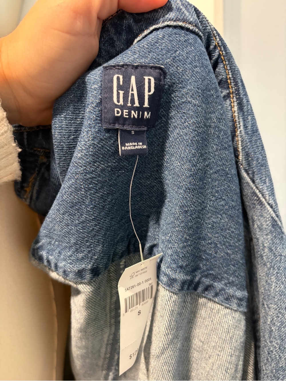 GAP Denim Belted Trench Coat Jacket Small Dark Wash NWT Chambray - Picture 7 of 9